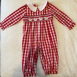 Shrimp and Grits Kids 3T Boys Smocked Christmas Longall